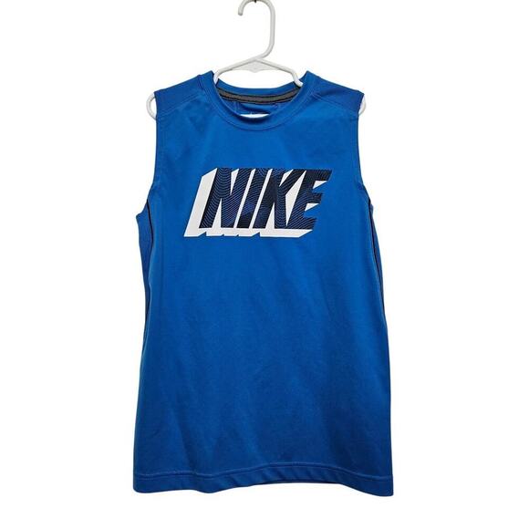 Nike Boys Dri-Fit Tank Logo Shirt Blue Size Small sleeveless - Picture 1 of 4